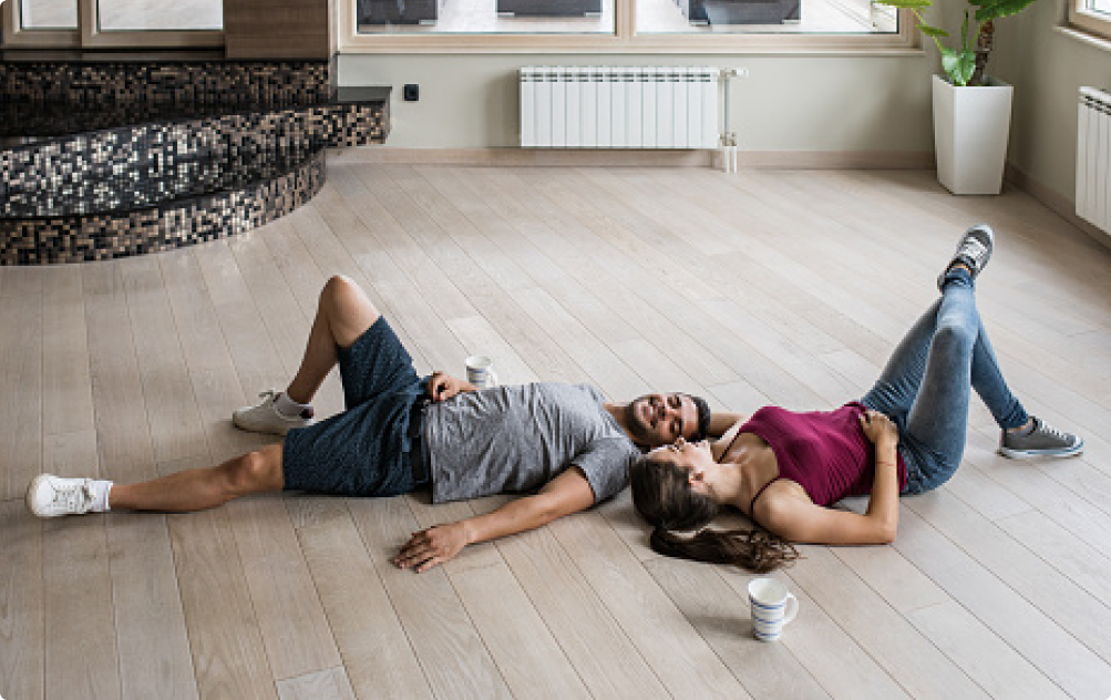 couple on new flooring